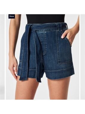 Spanx Tie-Waist Jean Short Twilight Indigo size XL